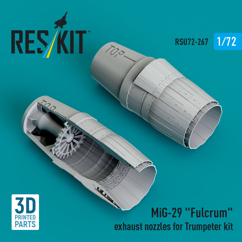 MiG-29 Fulcrum Exhaust Nozzles for Trumpeter kit (3D Printed) Scale 1:72 ResKit RSU72-0267 for Aircraft Model Kit