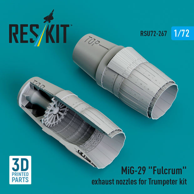 MiG-29 Fulcrum Exhaust Nozzles for Trumpeter kit (3D Printed) Scale 1:72 ResKit RSU72-0267 for Aircraft Model Kit