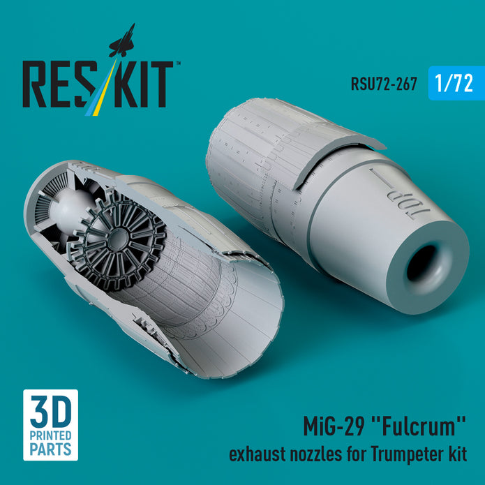 MiG-29 Fulcrum Exhaust Nozzles for Trumpeter kit (3D Printed) Scale 1:72 ResKit RSU72-0267 for Aircraft Model Kit