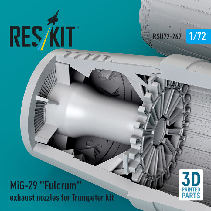 MiG-29 Fulcrum Exhaust Nozzles for Trumpeter kit (3D Printed) Scale 1:72 ResKit RSU72-0267 for Aircraft Model Kit