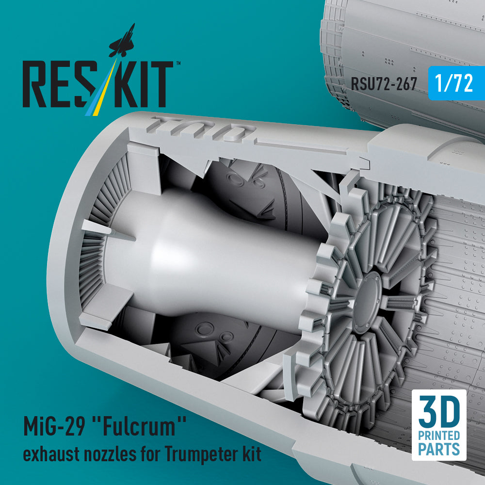 MiG-29 Fulcrum Exhaust Nozzles for Trumpeter kit (3D Printed) Scale 1:72 ResKit RSU72-0267 for Aircraft Model Kit