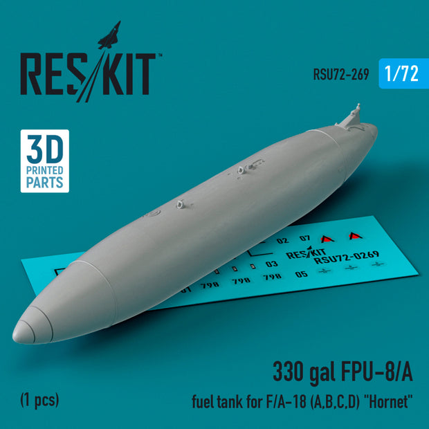 330 gal FPU-8/A Fuel Tank for F/A-18 (A,B,C,D) Hornet (1 pcs) (3D printed) Scale 1:72 ResKit RSU72-0269 for Aircraft Model Kit