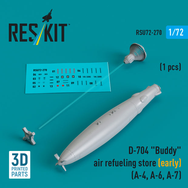D-704 Buddy Air Refueling Store (early) (1 pcs) (A-4, A-6, A-7) (3D Printed) Scale 1:72 ResKit RSU72-0270 for Aircraft Model Kit