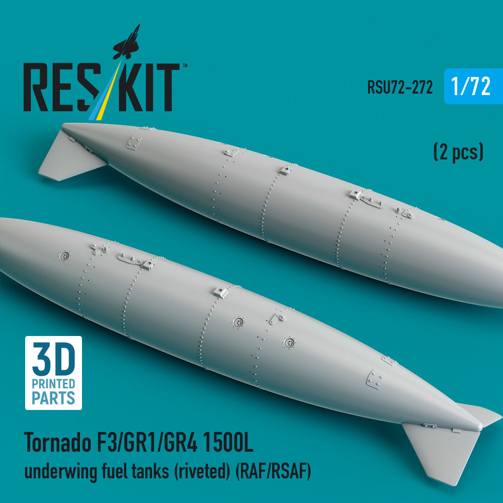 Tornado F3/GR1/GR4 1500L underwing fuel tanks (riveted) (RAF/RSAF) (2 pcs) (3D Printed) Scale 1:72 ResKit RSU72-0272