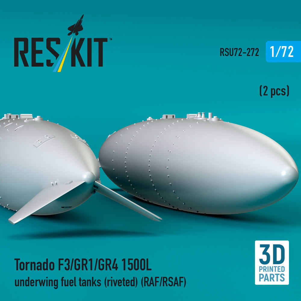 Tornado F3/GR1/GR4 1500L underwing fuel tanks (riveted) (RAF/RSAF) (2 pcs) (3D Printed) Scale 1:72 ResKit RSU72-0272