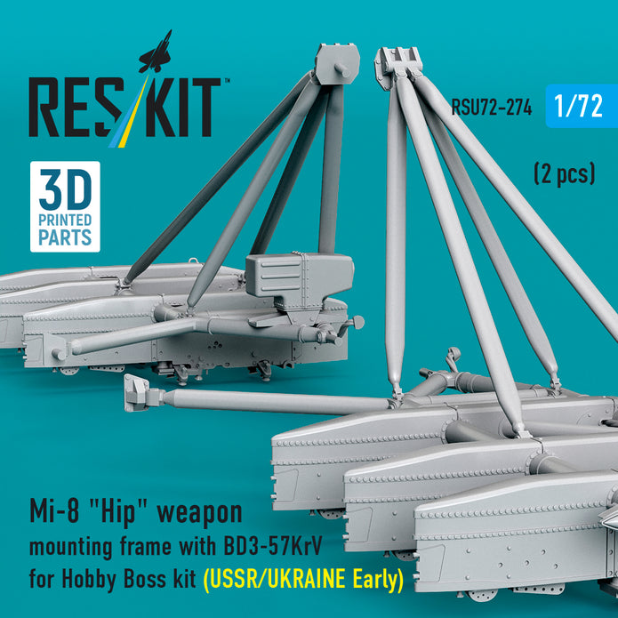 Mi-8 Hip weapon mounting frame with BD3-57KrV for Hobby Boss kit (USSR/UKRAINE Early) (2 pcs) (3D Printed) Scale 1:72 ResKit RSU72-0274