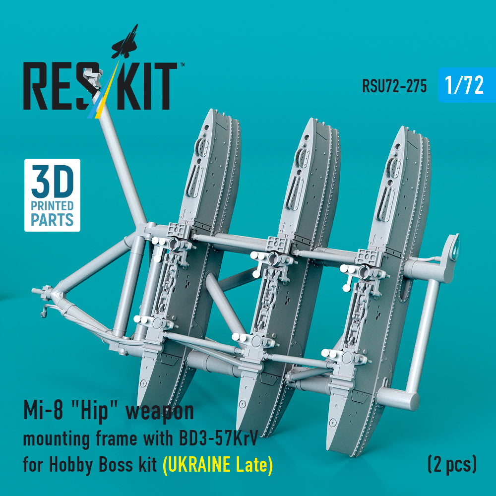 Mi-8 Hip weapon mounting frame with BD3-57KrV for Hobby Boss kit (UKRAINE Late) (2 pcs) (3D Printed) Scale 1:72 ResKit RSU72-0275