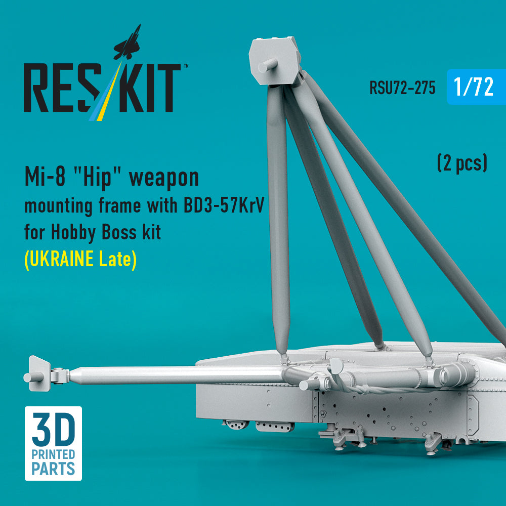 Mi-8 Hip weapon mounting frame with BD3-57KrV for Hobby Boss kit (UKRAINE Late) (2 pcs) (3D Printed) Scale 1:72 ResKit RSU72-0275