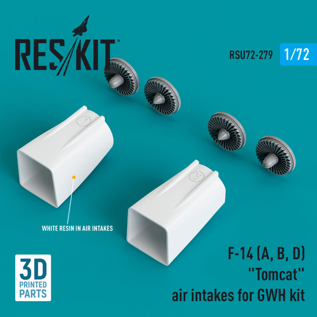 Grumman F-14(A, B, D) Tomcat Air Intakes for GWH kit (3D Printed) Scale 1:72 ResKit RSU72-0279 for Aircraft Model Kit