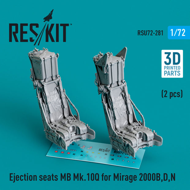 Ejection Seats MB Mk,10Q for Dassault Mirage 2000B,D,N (2 pcs) (3D Printed) Scale 1:72 ResKit RSU72-0281 for Aircraft Model Kit