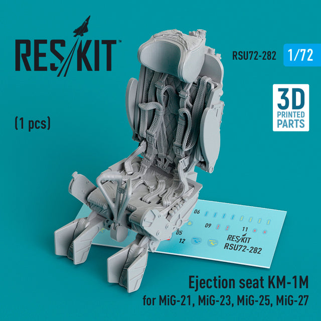 Ejection Seat KM-1M for MiG-21, MiG-23, MiG-25, MiG-27 (1 pcs) (3D Printed) Scale 1:72 ResKit RSU72-0282 for Aircraft Model Kit