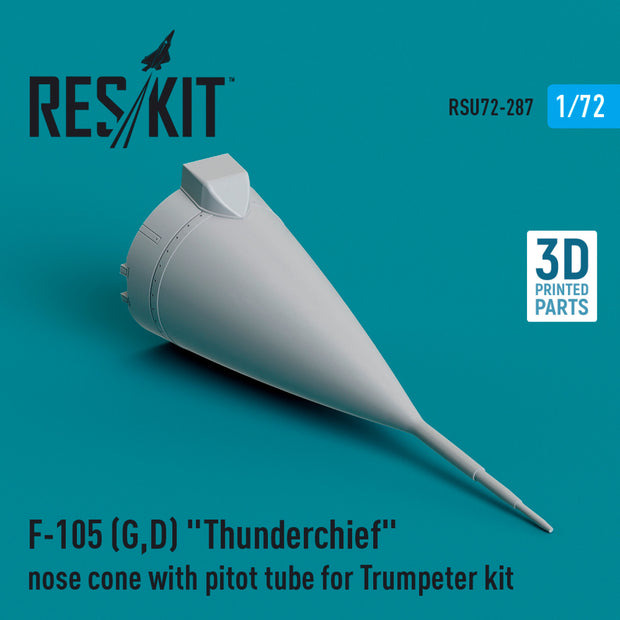 Republic F-105 (G,D) Thunderchief nose cone with pitot tube for Trumpeter kit (3D Printed) Scale 1:72 ResKit RSU72-0287 for Aircraft Model Kit