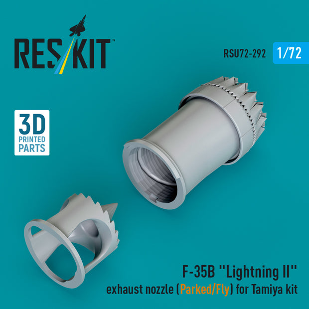 Lockheed Martin F-35B Lightning II Exhaust Nozzle (Parked/Fly) for Tamiya kit (3D printed) Scale 1:72 ResKit RSU72-0292 for Aircraft Model Kit