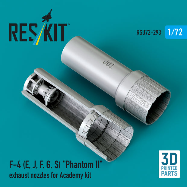 McDonnell Douglas F-4 (E, J, F, G, S) Phantom II Exhaust Nozzles for Academy kit (3D Printed) Scale 1:72 ResKit RSU72-0293 for Aircraft Model Kit