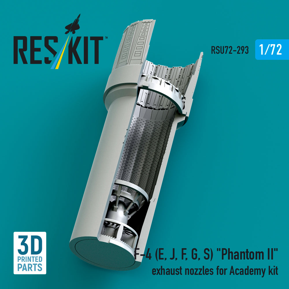McDonnell Douglas F-4 (E, J, F, G, S) Phantom II Exhaust Nozzles for Academy kit (3D Printed) Scale 1:72 ResKit RSU72-0293 for Aircraft Model Kit