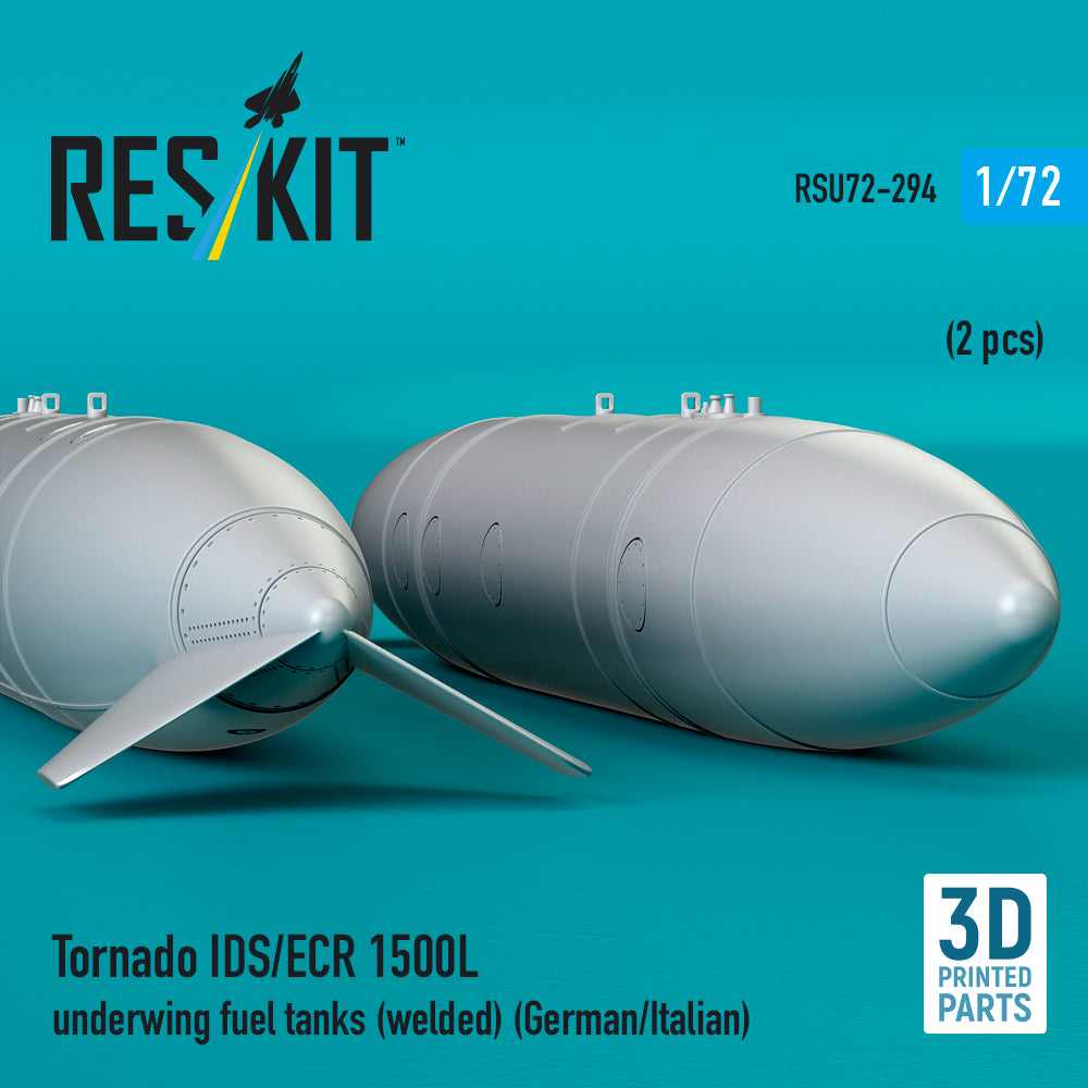 Tornado IDS/ECR 1500L underwing fuel tanks (welded) (German/Italian) (2 pcs) (3D Printed) Scale 1:72 ResKit RSU72-0294