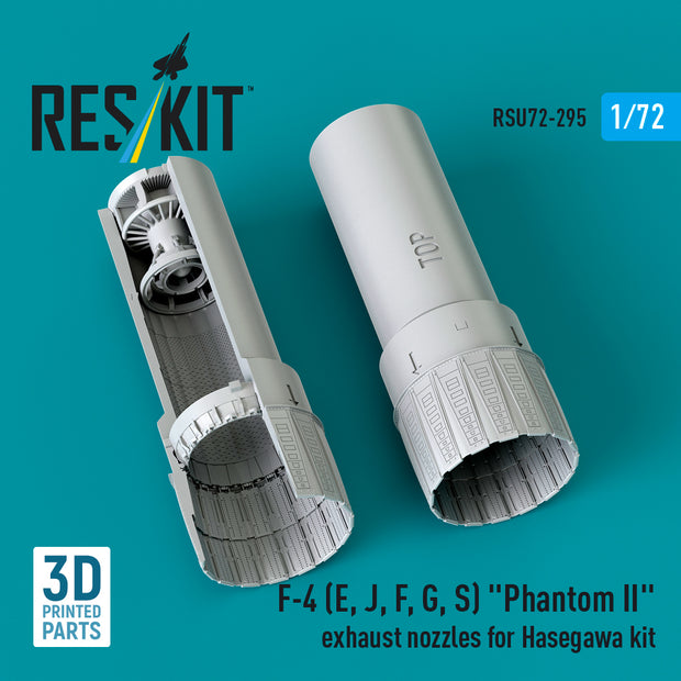 McDonnell Douglas F-4 (E, J, F, G, S) Phantom II Exhaust Nozzles for Hasegawa kit (3D Printed) Scale 1:72 ResKit RSU72-0295 for Aircraft Model Kit