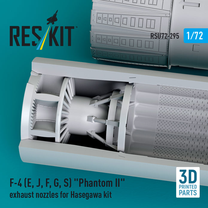 McDonnell Douglas F-4 (E, J, F, G, S) Phantom II Exhaust Nozzles for Hasegawa kit (3D Printed) Scale 1:72 ResKit RSU72-0295 for Aircraft Model Kit