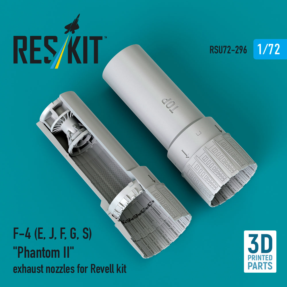 McDonnell Douglas F-4 (E, J, F, G, S) Phantom II Exhaust Nozzles for Revell kit (3D Printed) Scale 1:72 ResKit RSU72-0296 for Aircraft Model Kit