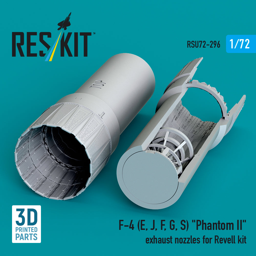 McDonnell Douglas F-4 (E, J, F, G, S) Phantom II Exhaust Nozzles for Revell kit (3D Printed) Scale 1:72 ResKit RSU72-0296 for Aircraft Model Kit