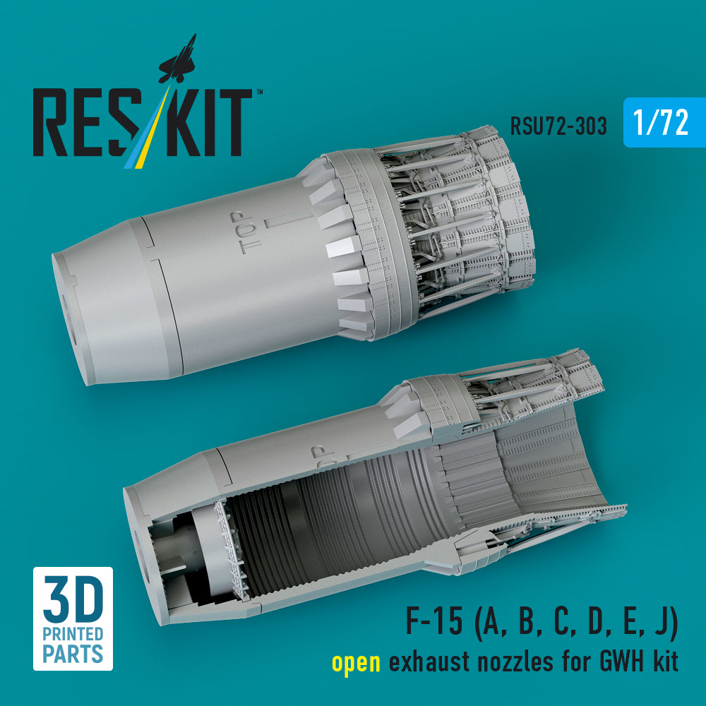 F-15 (A, B, C, D, E, J) open exhaust nozzles for GWH kit (3D Printed) Scale 1:72 ResKit RSU72-0303