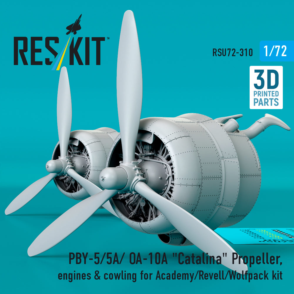PBY-5/5A/ OA-10A Catalina Propeller, engines & cowling for Academy/Revell/Wolfpack kit (3D printed) Scale 1:72 ResKit RSU72-0310
