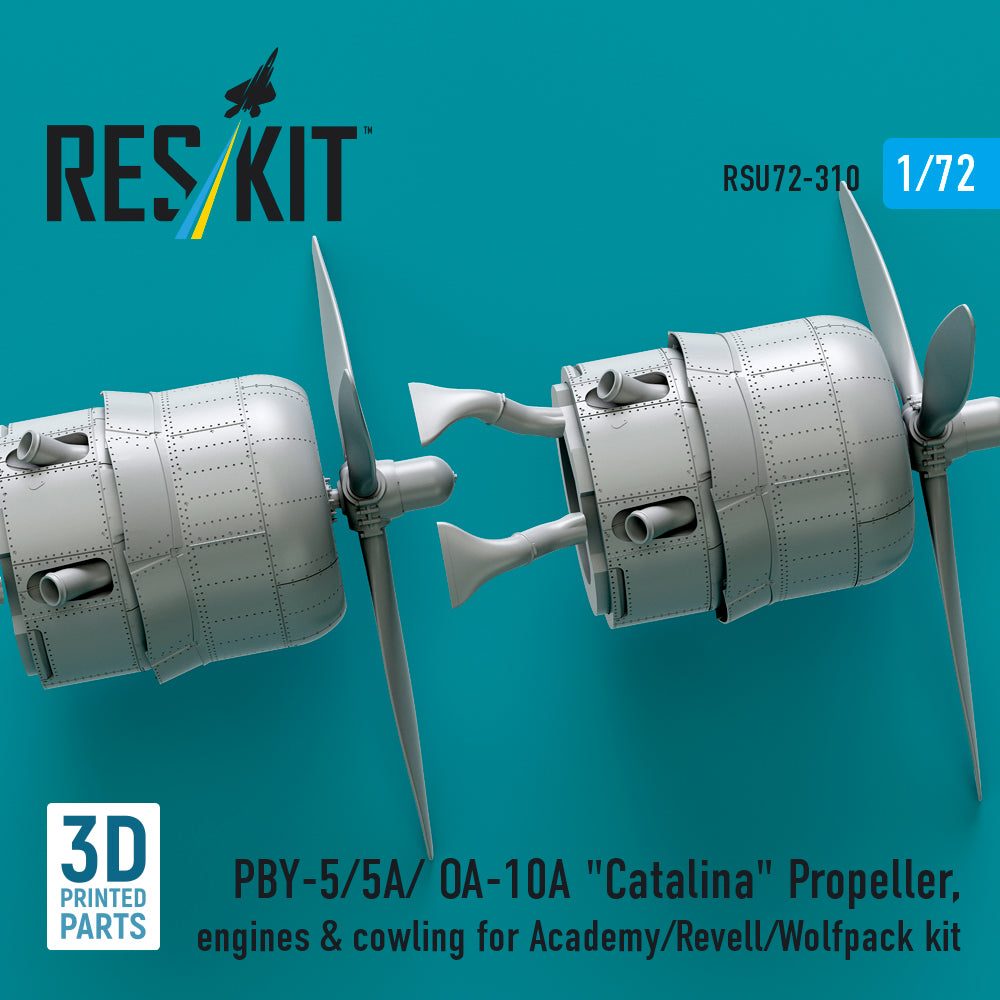 PBY-5/5A/ OA-10A Catalina Propeller, engines & cowling for Academy/Revell/Wolfpack kit (3D printed) Scale 1:72 ResKit RSU72-0310