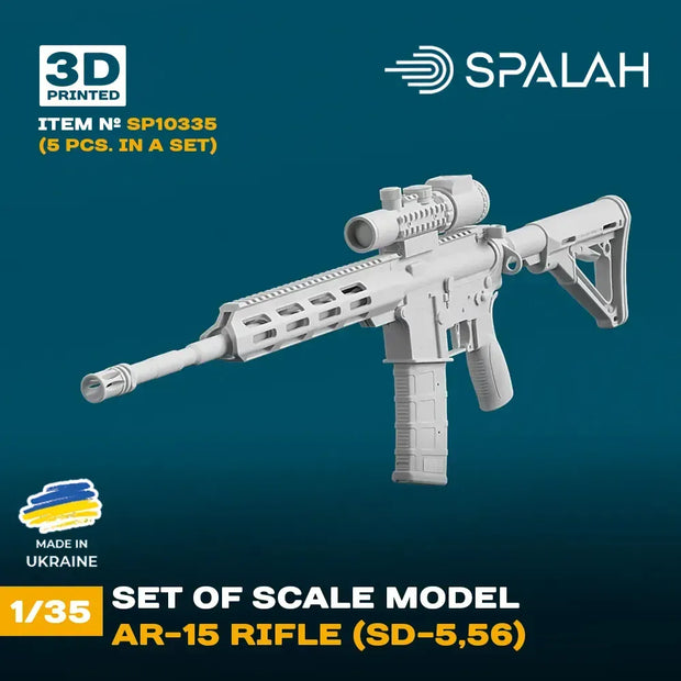Spalah SP10335 AR-15 rifle (SD-5.56) (5 pcs) Scale Model Kit 1:35 | Detailed 3D Printed Resin Kit