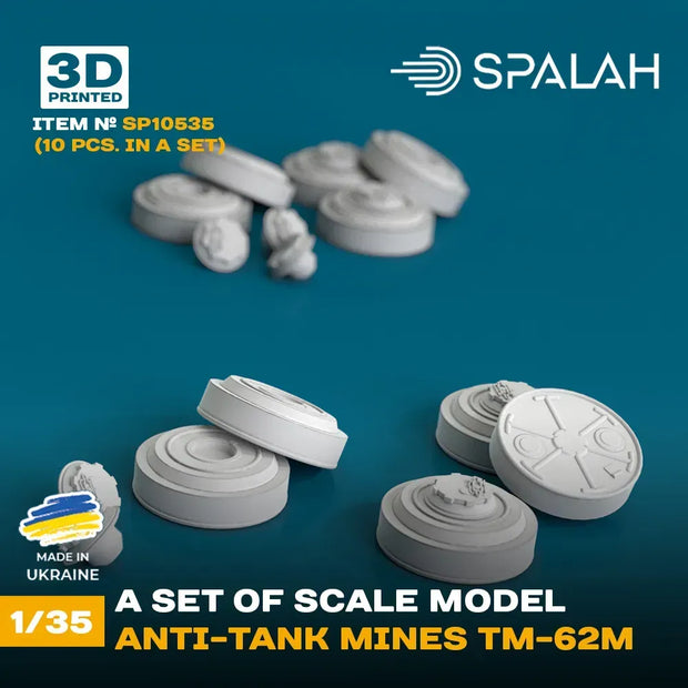 Spalah SP10535 Anti-tank mines TM-62M (10 pcs) Scale Model Kit 1:35 | Detailed 3D Printed Resin Kit