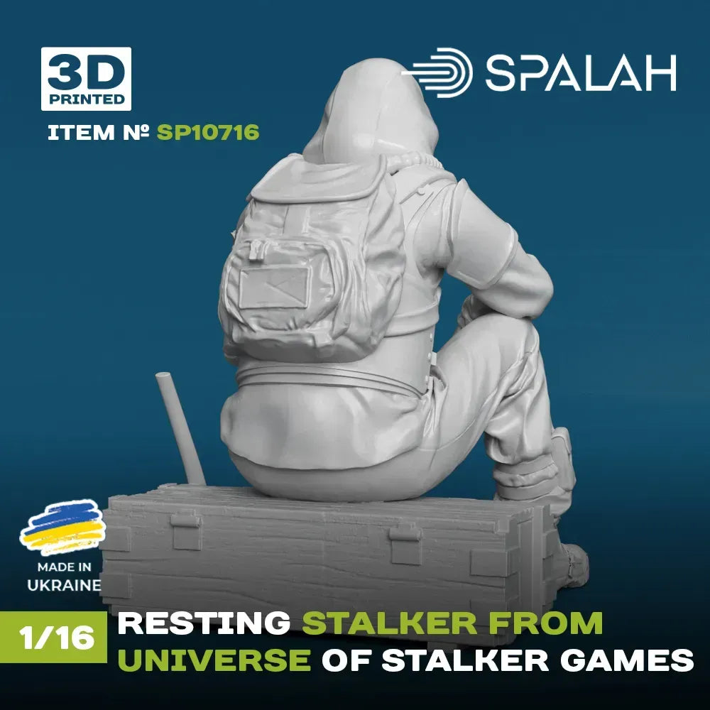 Spalah SP10716 Figure Resting stalker from universe of STALKER Scale 1:16 | Detailed 3D Printed Resin Kit