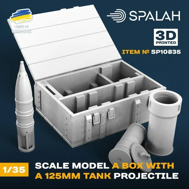 Spalah SP10835 Box with 125-mm tank projectile Scale Model Kit for Diorama 1:35 | Detailed 3D Printed Resin Kit