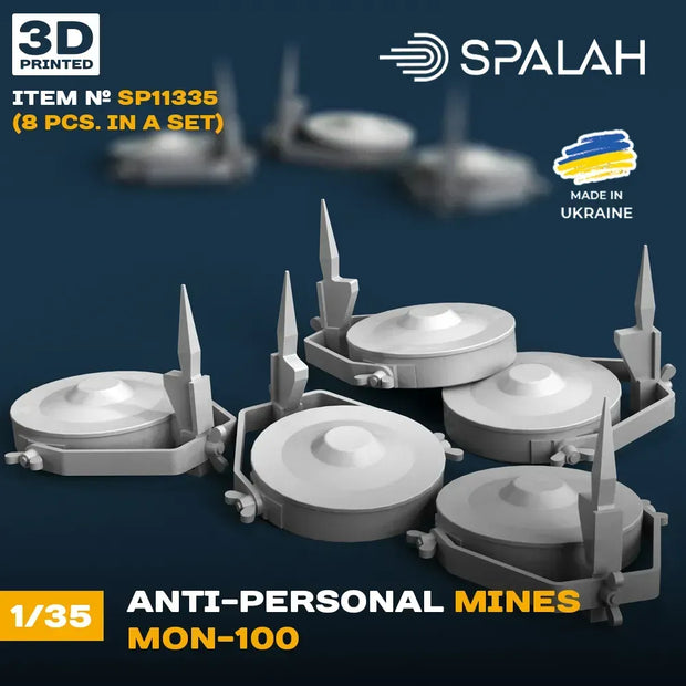 Spalah SP11335 Anti-personnel mines MON-100 (8 pcs) Scale Model Kit 1:35 | Detailed 3D Printed Resin Kit