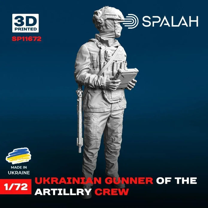 Spalah SP11672 Figure Ukrainian Gunner of Artillery Crew Scale 1:72 | Detailed 3D Printed Resin Kit