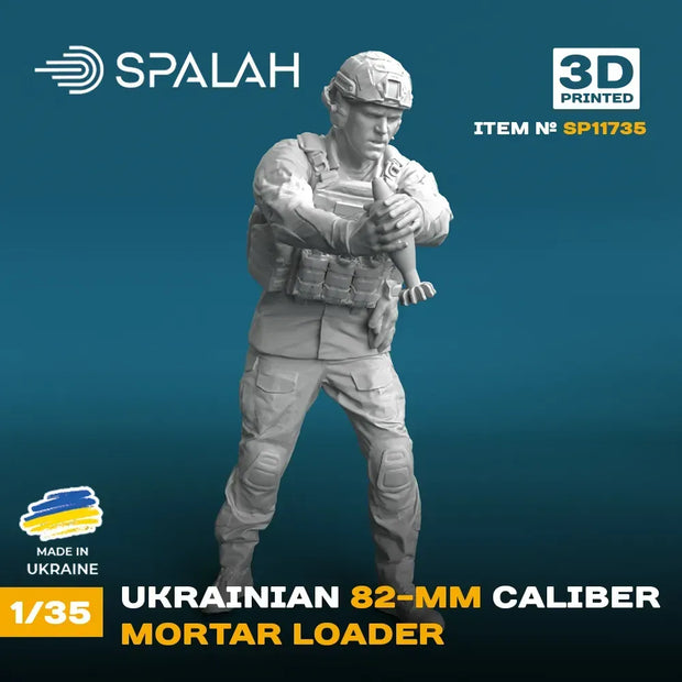 Spalah SP11735 Figure Ukrainian 82-mm caliber mortar loader Scale 1:35 | Detailed 3D Printed Resin Kit