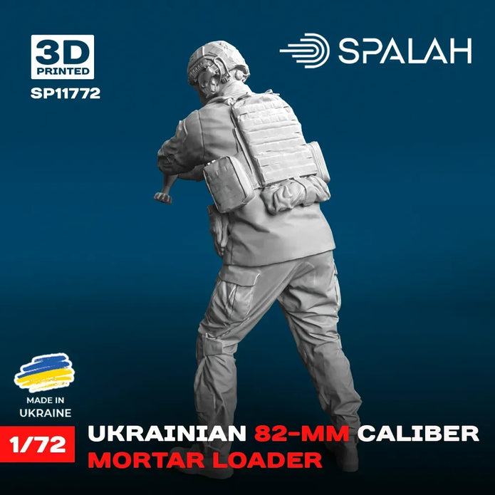 Spalah SP11772 Ukrainian 82-mm caliber mortar loader Scale Figure Model 1:72 | Detailed 3D Printed Resin Kit