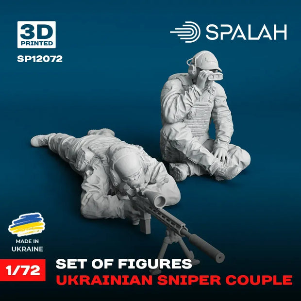 Spalah SP12072 Set of figures Ukrainian Sniper Couple Scale Figure Model 1:72 | Detailed 3D Printed Resin Kit