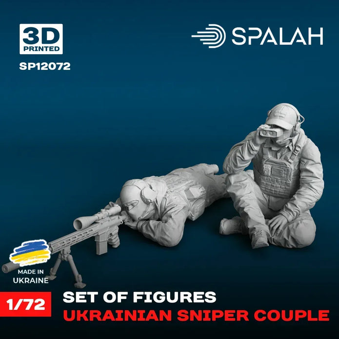 Spalah SP12072 Set of figures Ukrainian Sniper Couple Scale Figure Model 1:72 | Detailed 3D Printed Resin Kit