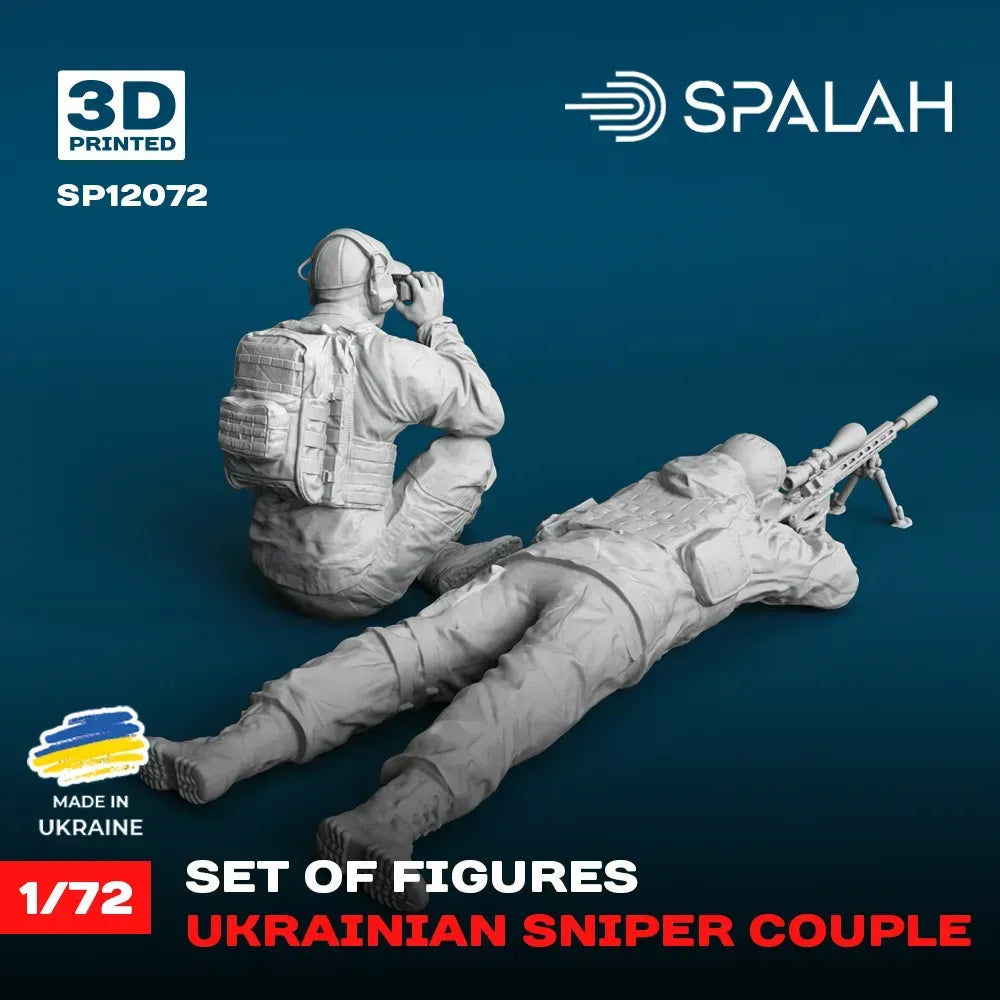 Spalah SP12072 Set of figures Ukrainian Sniper Couple Scale Figure Model 1:72 | Detailed 3D Printed Resin Kit