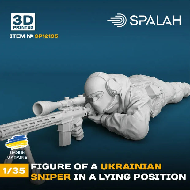 Spalah SP12135 Figure Ukrainian sniper in a lying position Scale 1:35 | Detailed 3D Printed Resin Kit