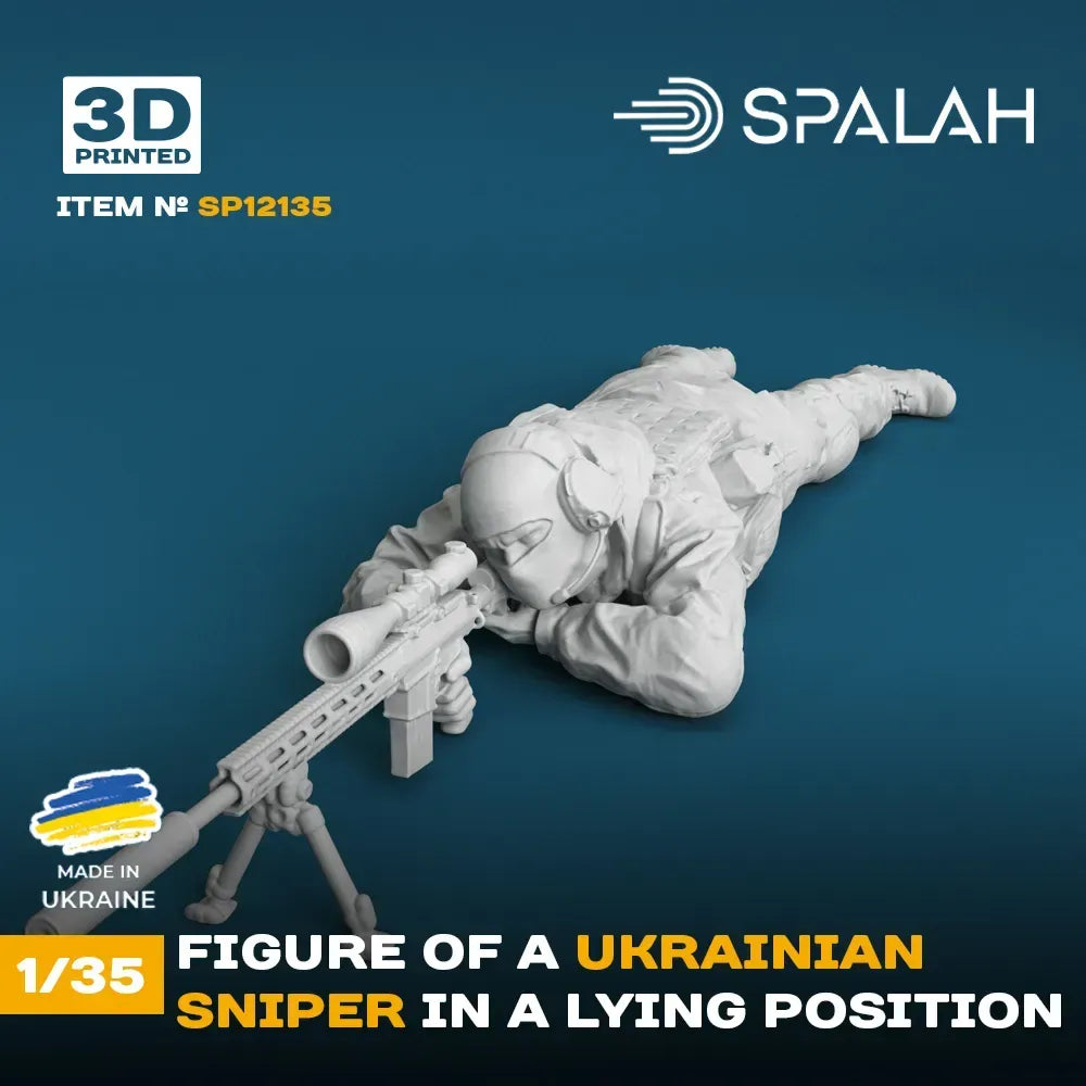 Spalah SP12135 Figure Ukrainian sniper in a lying position Scale 1:35 | Detailed 3D Printed Resin Kit