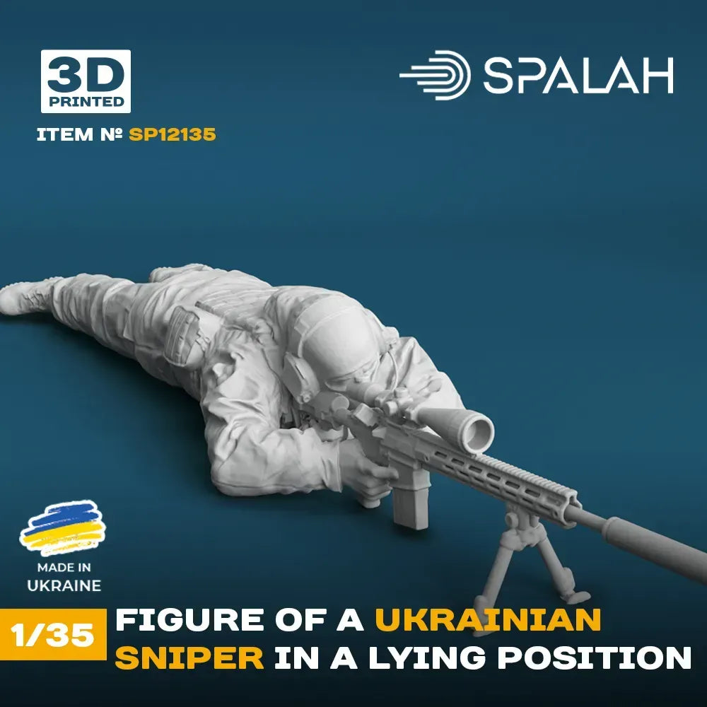 Spalah SP12135 Figure Ukrainian sniper in a lying position Scale 1:35 | Detailed 3D Printed Resin Kit