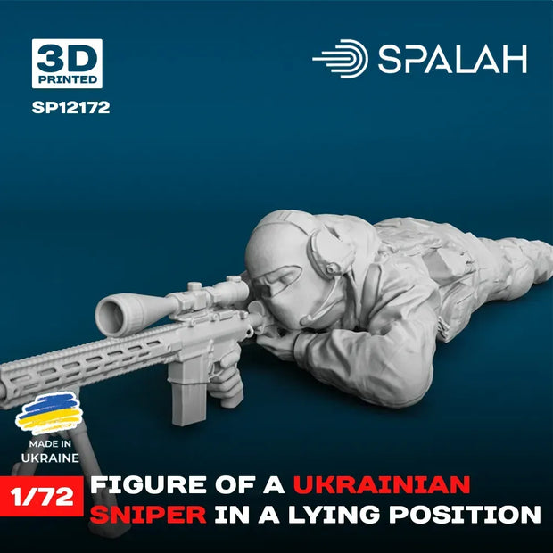 Spalah SP12172 Ukrainian sniper in a lying position Scale Figure Model 1:72 | Detailed 3D Printed Resin Kit