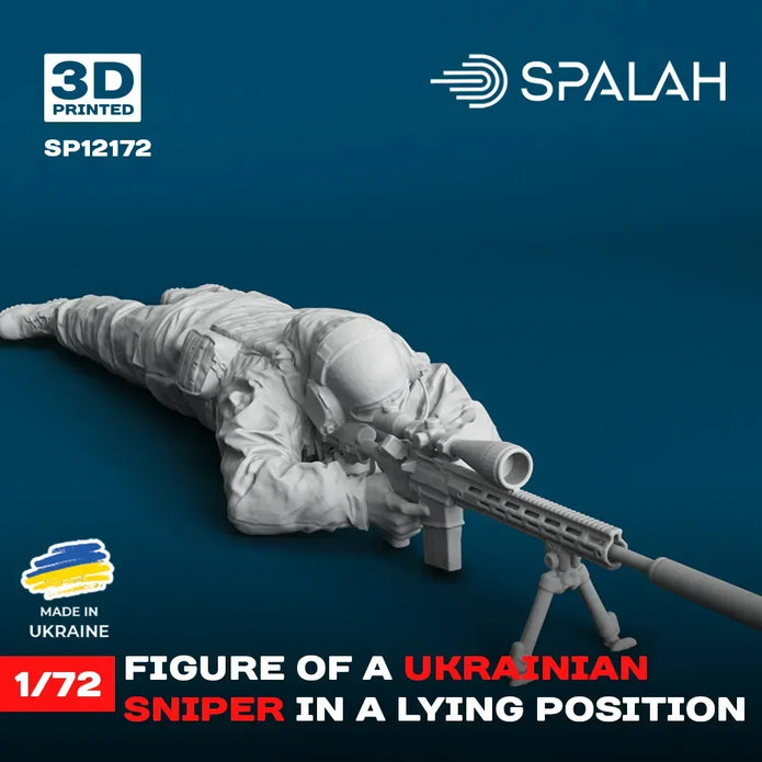 Spalah SP12172 Ukrainian sniper in a lying position Scale Figure Model 1:72 | Detailed 3D Printed Resin Kit