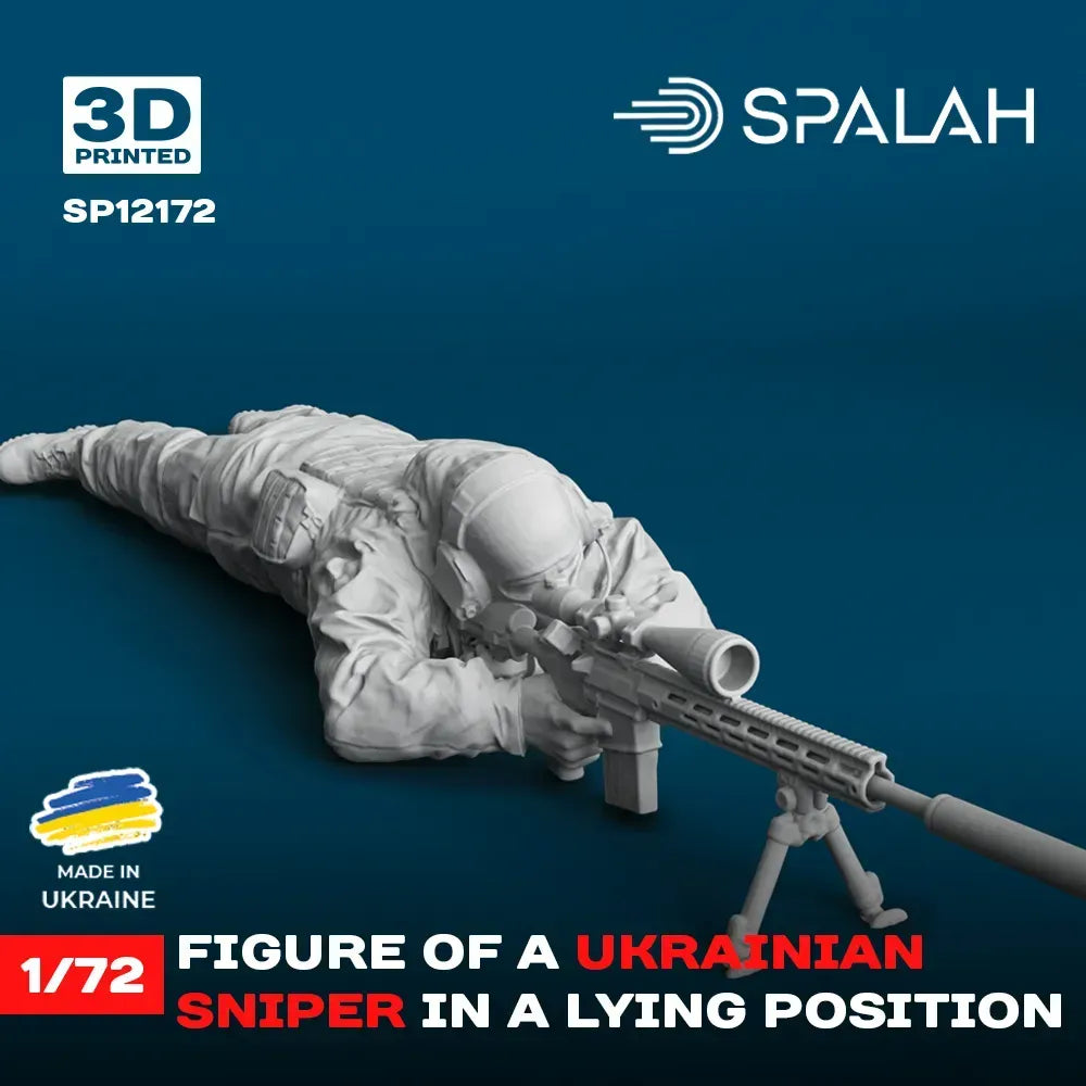 Spalah SP12172 Ukrainian sniper in a lying position Scale Figure Model 1:72 | Detailed 3D Printed Resin Kit