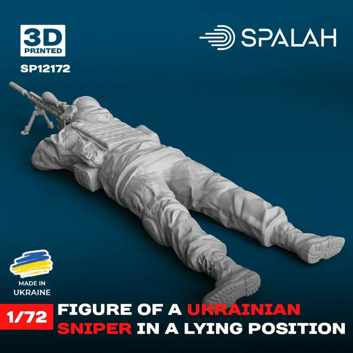 Spalah SP12172 Ukrainian sniper in a lying position Scale Figure Model 1:72 | Detailed 3D Printed Resin Kit