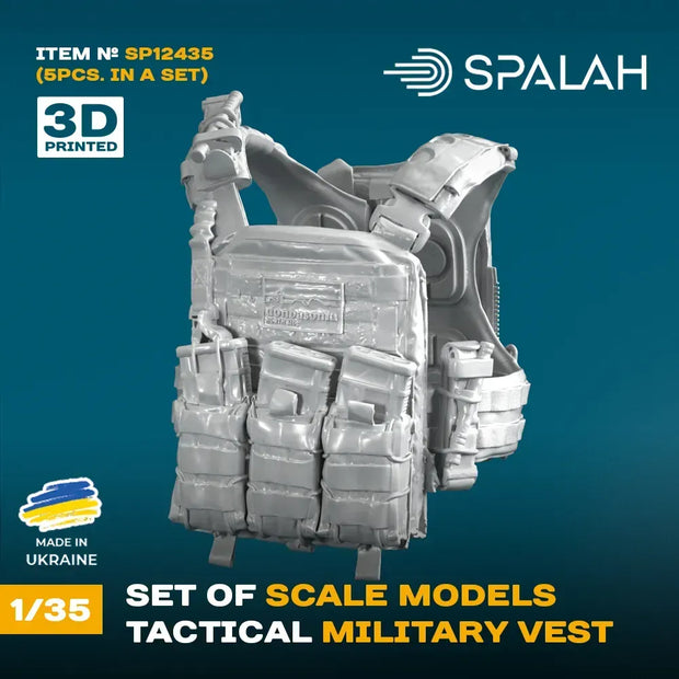 Spalah SP12435 Tactical military vest (5 pcs) Scale Model Kit for Diorama 1:35 | Detailed 3D Printed Resin Kit