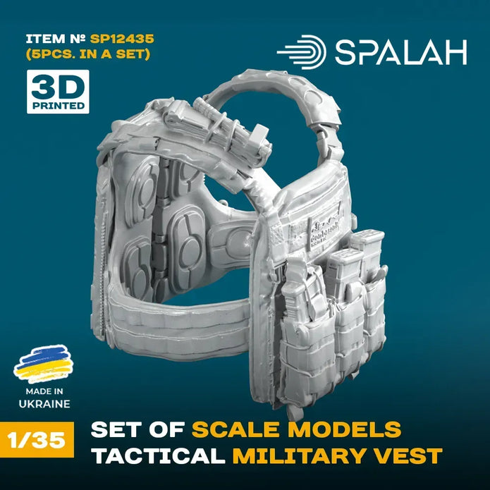 Spalah SP12435 Tactical military vest (5 pcs) Scale Model Kit for Diorama 1:35 | Detailed 3D Printed Resin Kit