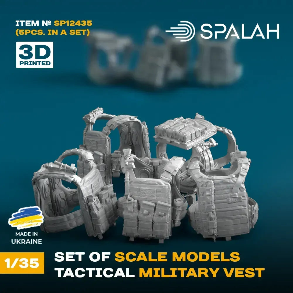 Spalah SP12435 Tactical military vest (5 pcs) Scale Model Kit for Diorama 1:35 | Detailed 3D Printed Resin Kit