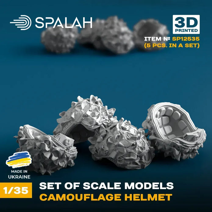Spalah SP12535 Camouflage helmet (5 pcs) Scale Model Kit for Diorama 1:35 | Detailed 3D Printed Resin Kit