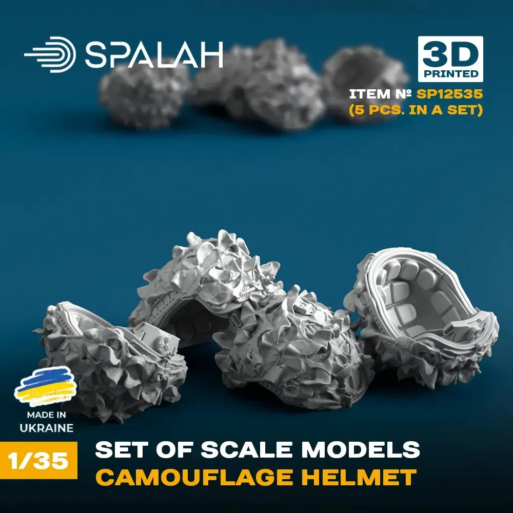 Spalah SP12535 Camouflage helmet (5 pcs) Scale Model Kit for Diorama 1:35 | Detailed 3D Printed Resin Kit